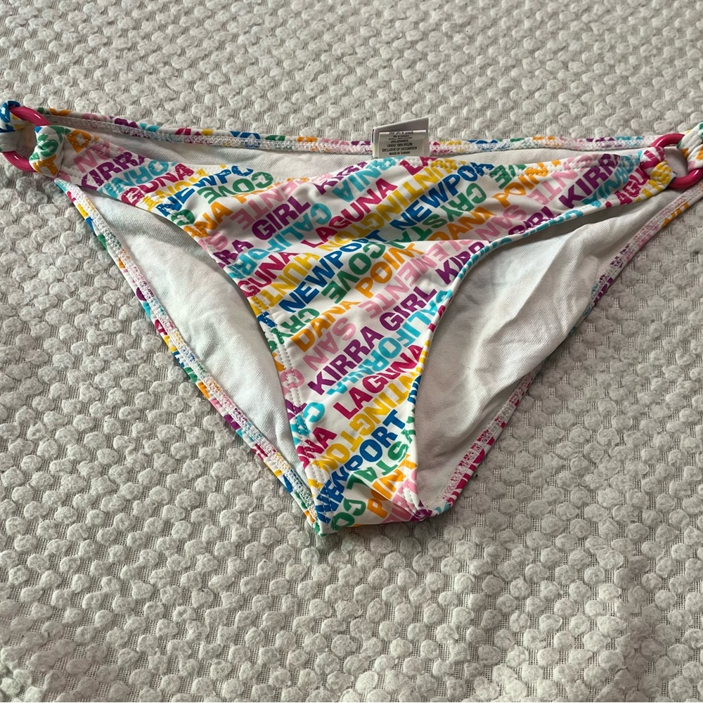 Kirra Colorful Text Print Bikini Bottom